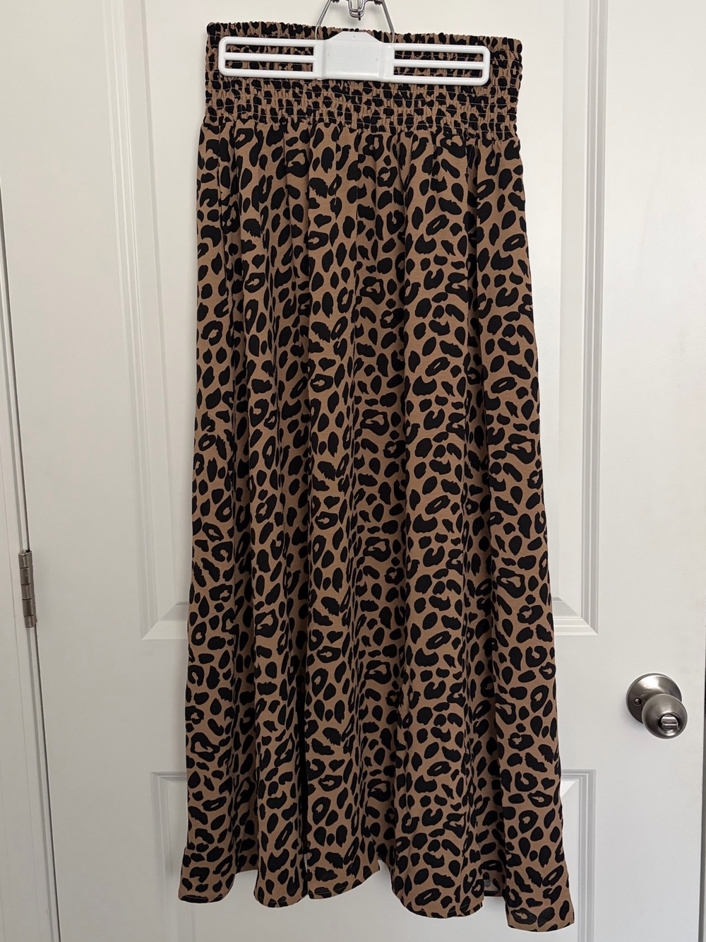 Women's Brown Leopard Print Maxi Skirt - Elastic Waist NWT